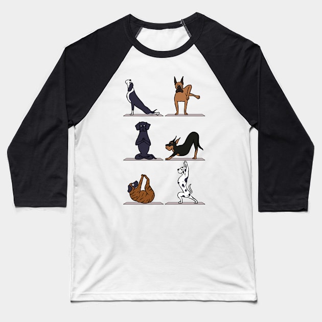 Great Dane Yoga Baseball T-Shirt by huebucket